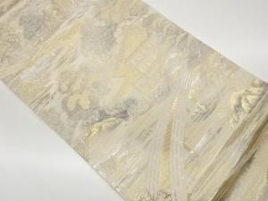 引箔屋敷に松・橋・木々模様織出し袋帯